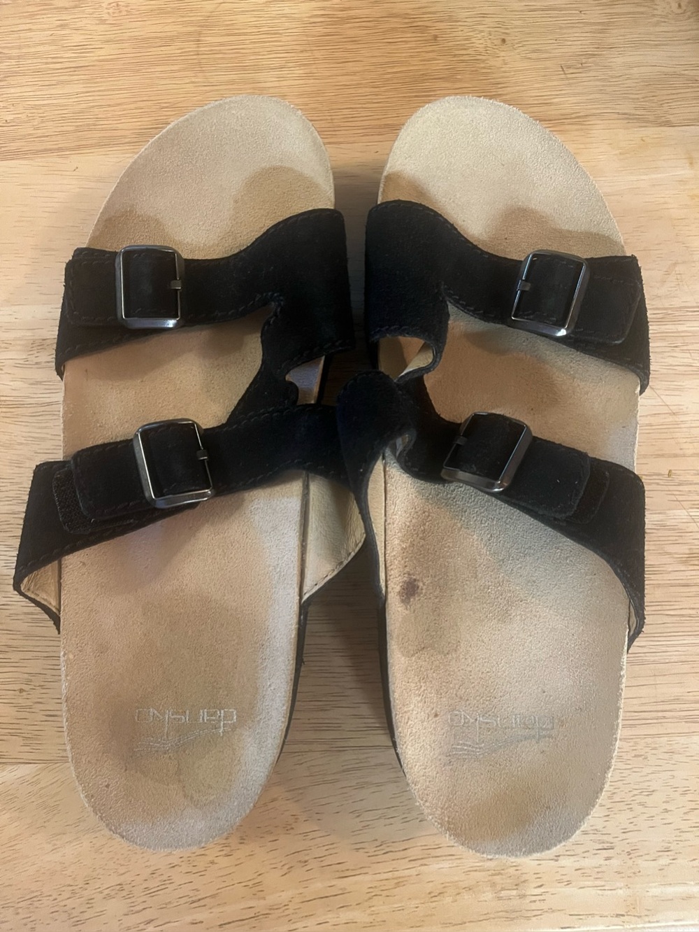Dansko Reece Black Suede Double Strap Slide Sandals EU 41 US 10.5-11